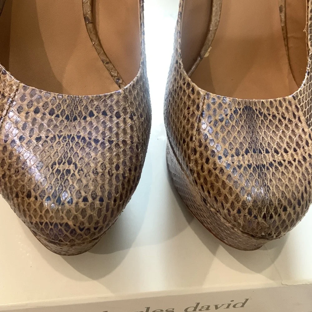 Charles David taupe iridescent platform pump. Style is Regal. Size 9. - Picture 8 of 10